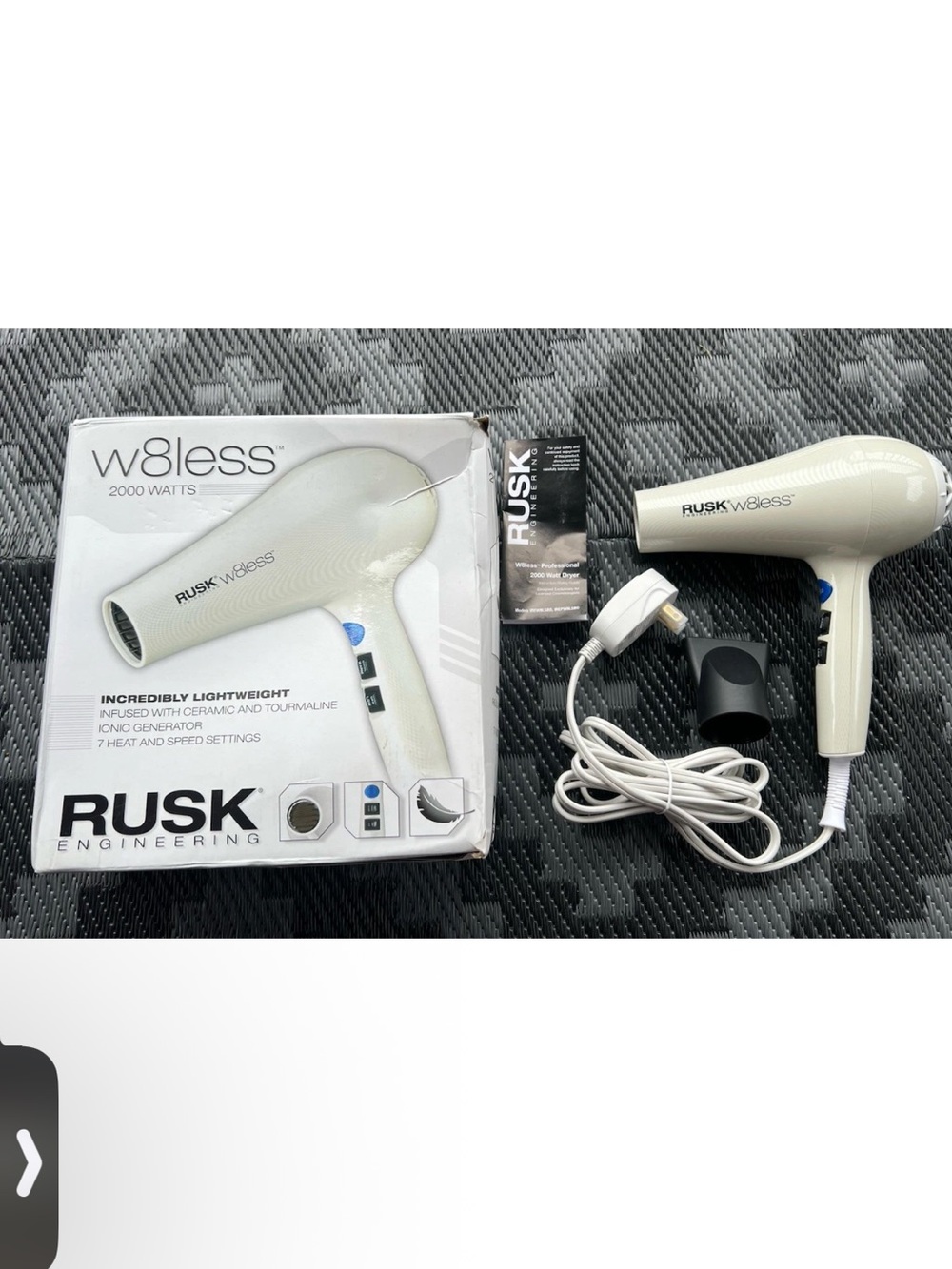 RUSK Engineering W8less Professional 2000 Watt Blow Dryer Ionic 7 Heat Settings